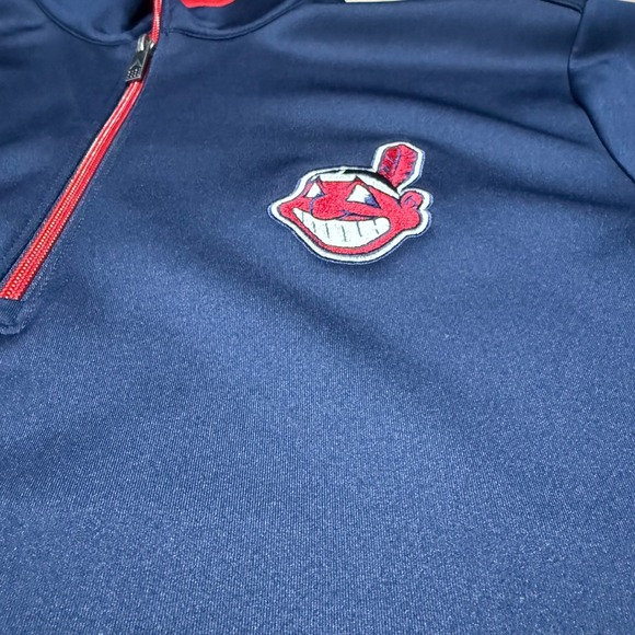 Antigua 2012 Cleveland Indians Quarter Zip  Mens Medium Navy Blue Chief Wahoo - Picture 3 of 11